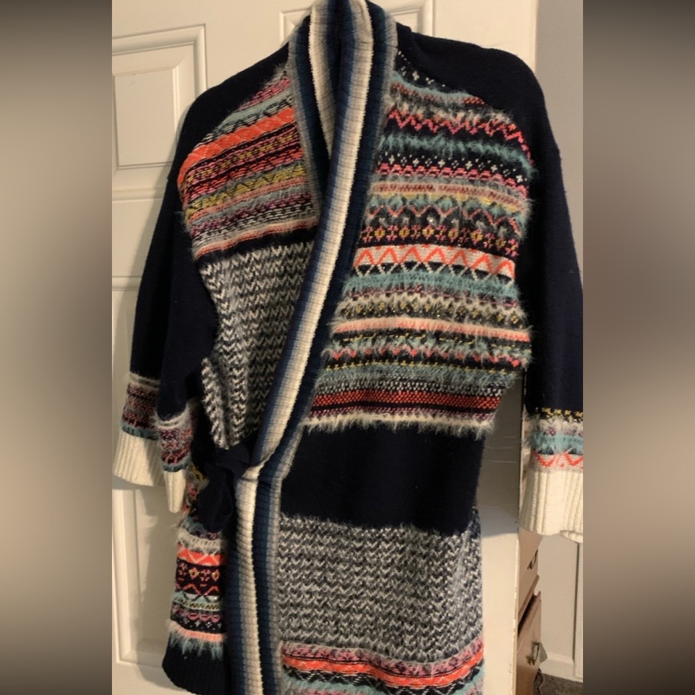 Anthro I Sleeping On Snow Mixed Media Kimono Sweater, XS/S
